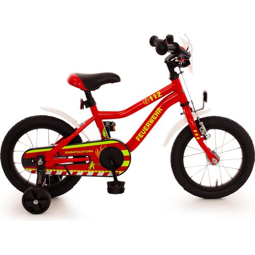 Kinderfahrrad 14 Zoll FEUERWEHR rot weiß gelb Stützräder