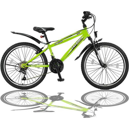 26 Zoll Fahrrad MTB mit Beleuchtung und SHIMANO 21-Gang Grün