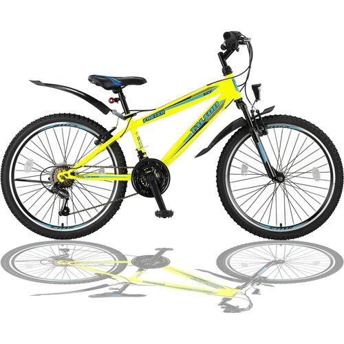 24 Zoll Mountainbike Fahrrad mit Gabelfederung & Beleuchtung 21-GANG SHIMANO Yellow