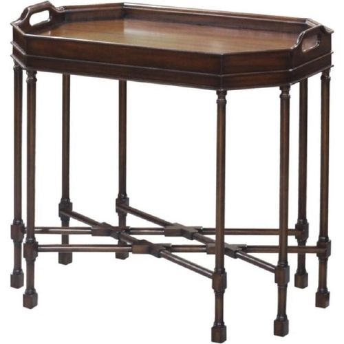 Casa Padrino Luxus Couchtisch / Serviertisch Dunkelbraun 66 x 41 x H. 62 cm - Mahagoni Wohnzimmertisch mit abnehmbarem Tablett