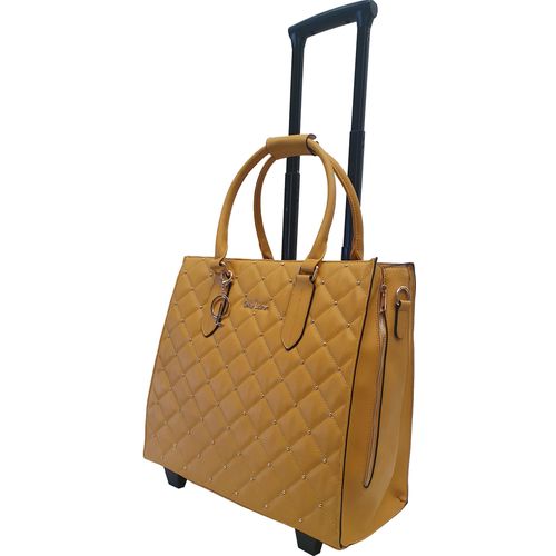 Damen Laptoptrolley Aktentasche Trolley Leicht Erweiterbar Karo Gelb Bowatex
