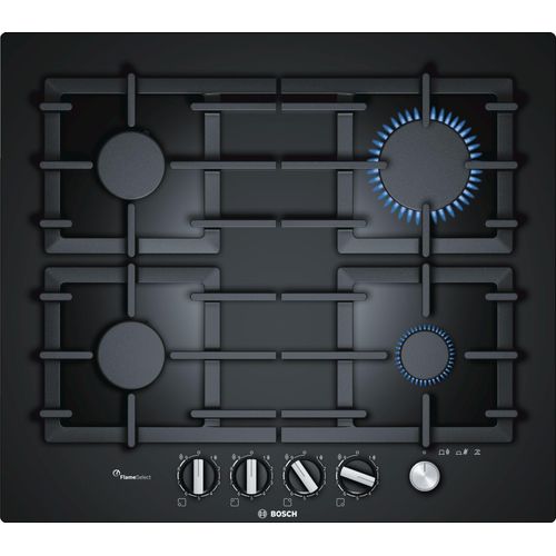 BOSCH Gaskochfeld PPP6A6M90 - 4 flammig, Einbau, Schwarz, 4 Zonen