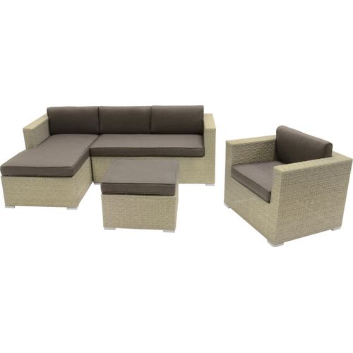 Eckbank Loungeset Jazz, weiß/graues Geflecht