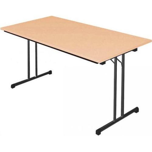 Klapptisch Besprechungstisch Schreibtisch 140x70cm RAL 9005 Schwarz/Buche-Nachbildung