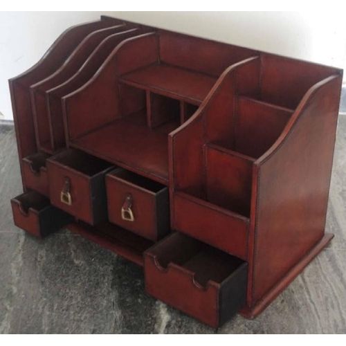 Casa Padrino Luxus Echtleder Schreibtisch Organizer Cognac Braun 65 x 32 x H. 37 cm - Luxus Accessoires