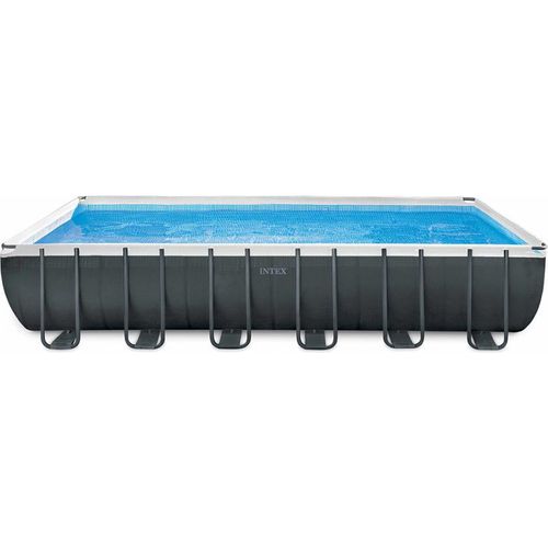 Intex 26368 ex 26362 Ultra XTR Premium Frame Rechteckig Aufstellpool 732x366x132cm, inkl. Sandfilterpumpe ,Deluxe Reinigungskit, Leiter, Abdeckplane, Bodenmatte,
