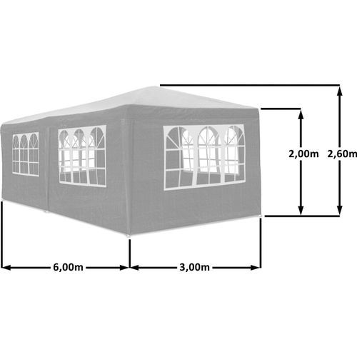 Partyzelt 3x6m mit 6 Seitenwänden - Gartenpavillon mit wasserabweisenden Zeltplanen - Gartenzelt Festzelt für Party, Hochzeit, Kindergeburtstag, Festival, Farbe:Weiß