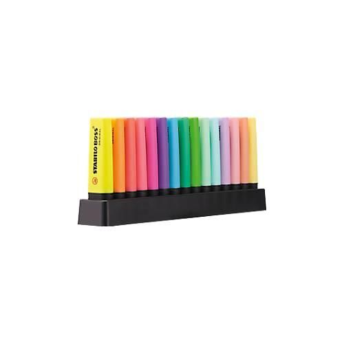 Textmarker Stabilo Boss Original, 15 Stück, mit Aufsteller, Strichstärke 2-5 mm