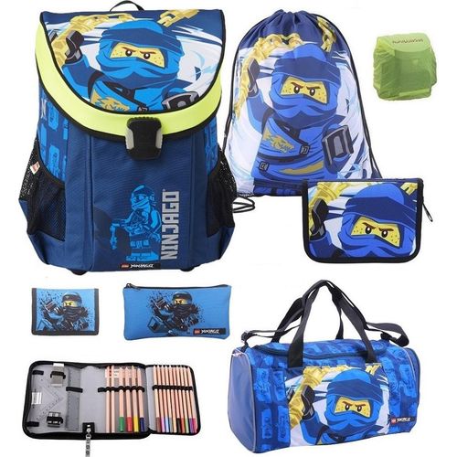 Lego Ninjago Schulranzen Set 7tlg. EASY Ranzen 1. Klasse mit Federmappe und Sporttasche Ninja Jay Blau