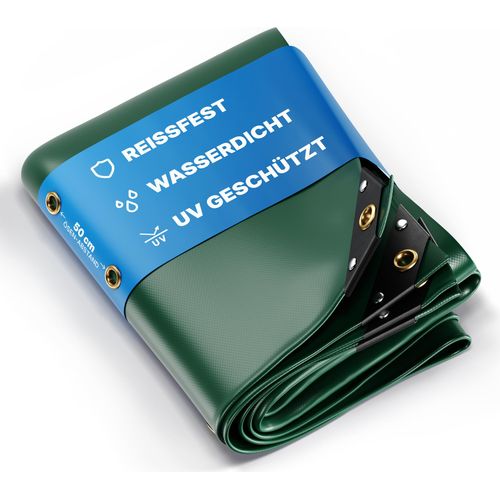 Abdeckplane 5x10m (50m²) Grün – LKW Plane 450g/m², wasserdicht, UV-beständig, Ösen
