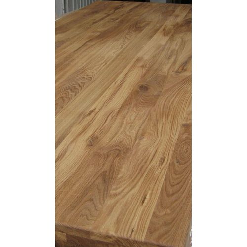 Esstisch Baumkante Lamelle 220x100cm X-Gestell Edelstahlfarben