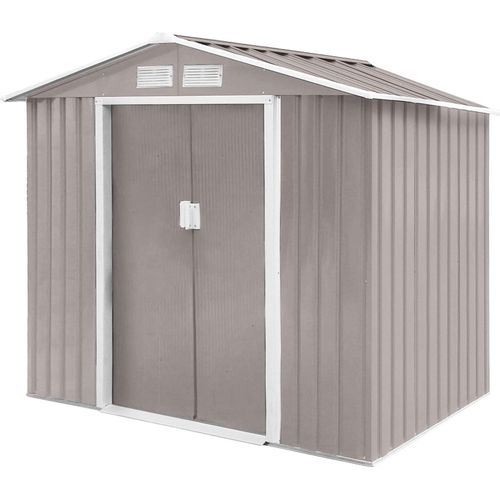 HATTORO S100 Gerätehaus Metall Gartenhaus Metallgartenhaus Geräte-Schuppen Hellgrau