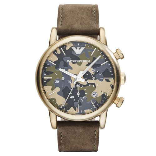 Emporio Armani AR1818 Herren-Armbanduhr, Edelstahl-Gehäuse, Leder-Armband