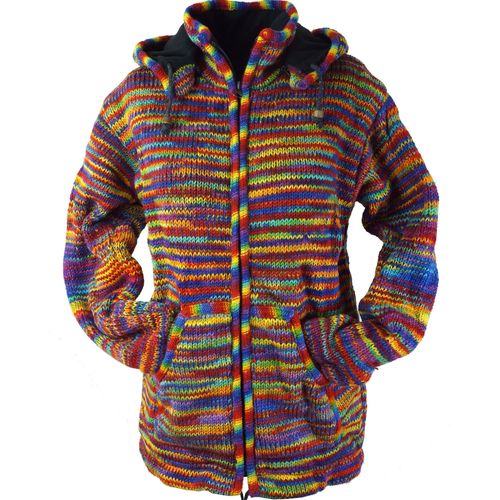 Strickjacke Wolljacke Nepaljacke - Modell 12, Damen, Mehrfarbig, Wolle, Größe: L
