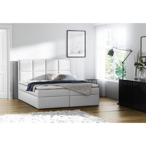 Boxspringbett Bett MEDIANO Kunstleder Weiss 180x200cm inkl.Bettkasten