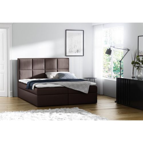 Boxspringbett Bett MEDIANO Kunstleder Braun 200x200cm inkl.Bettkasten