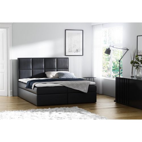 Boxspringbett Bett MEDIANO Kunstl.. Schwarz 200x200cm inkl.Bettkasten