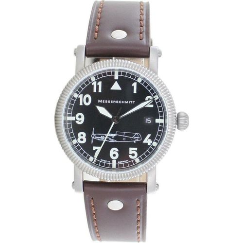 Aristo Herren Messerschmitt Uhr Fliegeruhr Edelstahl Automatic BF109 braun