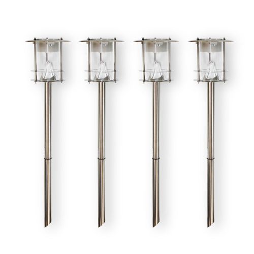 4 Stück Edelstahl Solar Gartenleuchte mit 6 LED Solarlampe Gartenbeleuchtung Sparset