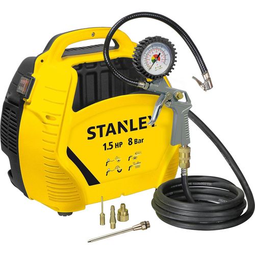 Stanley Kompressor 8 Bar - Ölfreier Luftkompressor mit Druckluftwerkzeug