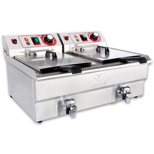Beeketal Gastronomie Friteuse Fritteuse 230V, Fritteuse BTF/BWF:BWF-102P - 10 + 10 L mit Ablaufhahn
