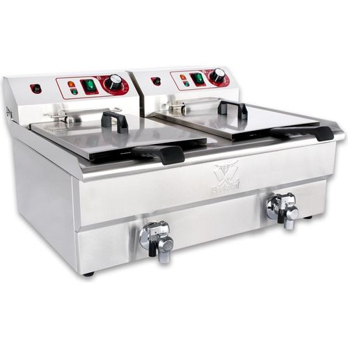 Beeketal Gastronomie Friteuse Fritteuse 230V, Fritteuse BTF/BWF:BWF-162P - 16 + 16 L mit Ablaufhahn