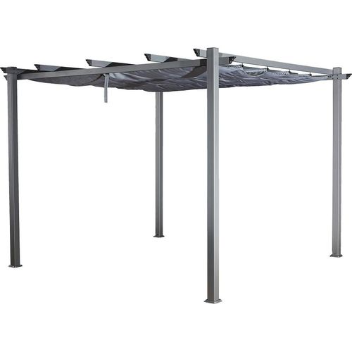 Pavillon 3x4 Pergola 3x4 aus Aluminium Gartenpavillon Luxor 4x3 m anthrazit mit wasserabweisendem verschiebbaren Stoffdach