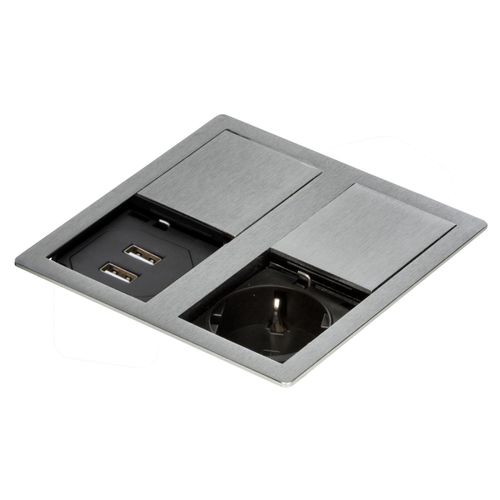 Küchensteckdose VersaHIT, 2x USB A, Einbausteckdose Küche IP54