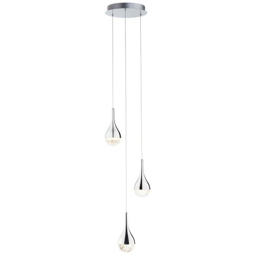 BRILLIANT Pendelleuchte Frizzante | elegante Hängeleuchte | 3-flammig | Metall/Glas | chrom | höhenverstellbar | dimmbar | 16 W