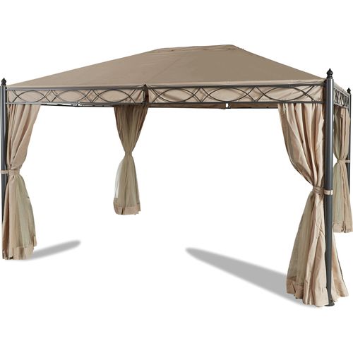 Grasekamp Garten-Pavillon ROM 3x4m mit 2 Seitenteil Sets geschlossen und mit Moskito Netz Party-Zelt Terrassen-Dach