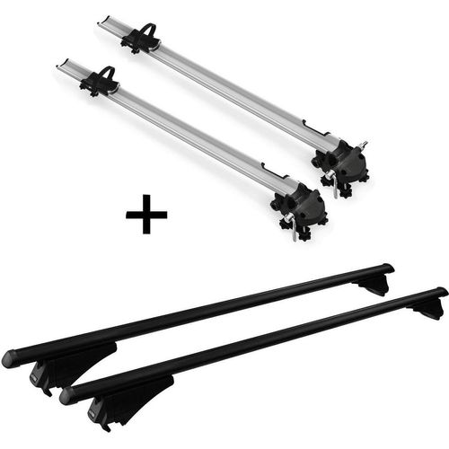 2x Fahrradträger Bike Pro + Relingträger Tiger Alu XL kompatibel mit für Peugeot Kadjar ab 2015