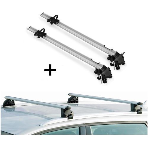 2x Fahrradträger Bike Pro + Relingträger CRV107A kompatibel mit kompatibel mit für BMW X1 (E84) 5 Türer 2009-2015