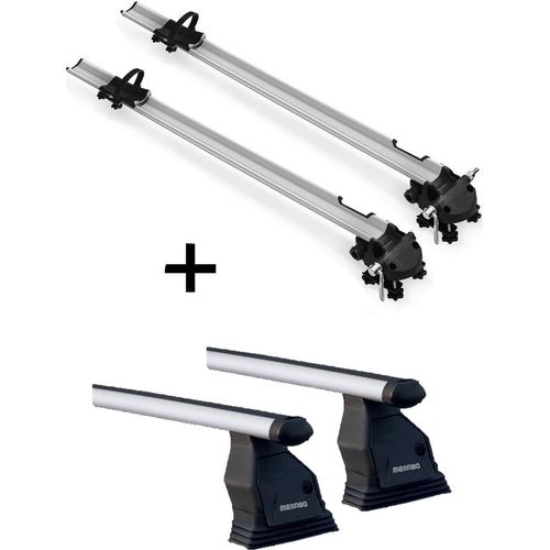 2x Fahrradträger Bike Pro + Dachträger Menabo Tema kompatibel mit für Peugeot 607 (4 Türer) 2000-2010