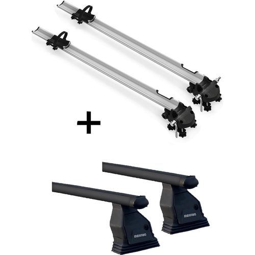 2x Fahrradträger Bike Pro + Dachträger Menabo Tema Stahl kompatibel mit für Peugeot 607 (4 Türer) 2000-2010
