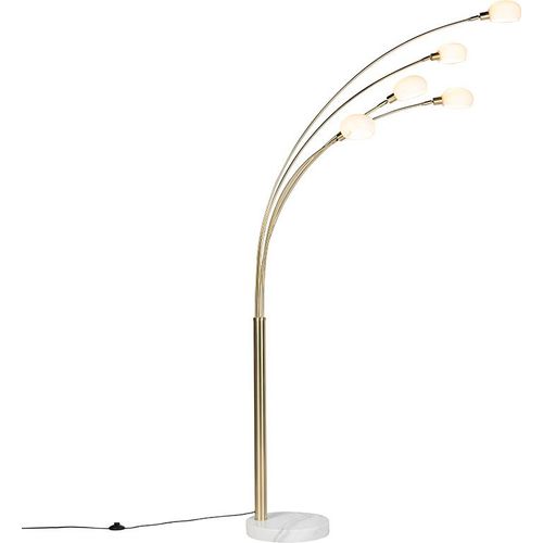 QAZQA - Design Art Deco Stehlampe Gold I Messing 5 Lampen - Sixties Marmo I Wohnzimmer I Schlafzimmer - Stahl Länglich - LED geeignet E14