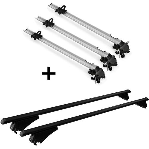 3x Fahrradträger Bike Pro + Relingträger Tiger Alu XL kompatibel mit für Peugeot Kadjar ab 2015