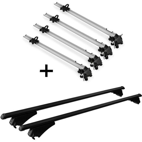 4x Fahrradträger Bike Pro + Relingträger Tiger Alu XL kompatibel mit für Peugeot Kadjar ab 2015