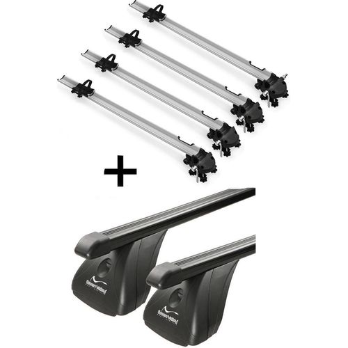 4x Fahrradträger Bike Pro + Dachträger VDP Stahl kompatibel mit für Opel Vectra C 4 Türer 2002-2008