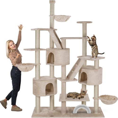 HAPPYPET XXL Kratzbaum Simba deckenhoch 260 cm - Kletterbaum Paradies, Extra Breit, Höhlen, Liegemulden, Großer Katzenbaum Stabil, 9 cm Säulen