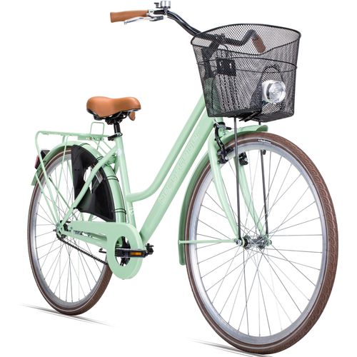 Bergsteiger Amsterdam 26 Zoll Damenfahrrad, ab 140 cm, Korb, Fahrrad-Licht, Mädchen-Fahrrad mit Rücktrittbremse, Hollandrad im Retro-Design