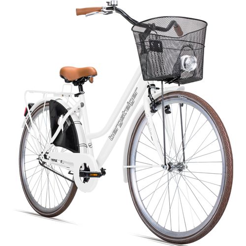 Bergsteiger Amsterdam 26 Zoll Damenfahrrad, ab 140 cm, Korb, Fahrrad-Licht, Mädchen-Fahrrad mit Rücktrittbremse, Hollandrad im Retro-Design