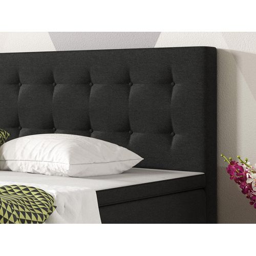Boxspringbett mit/Ohne Bettkasten | Köln | 180x200|140x200|90x200 Webstoff |Schwarz|Anthrazit|Braun|Muddy|Rosa|Blau|Lila|Grün | Topper Doppelbett in verschiedenen Größen,hochwertiger Matratze,Kopfteil, Maße:180x200 cm, Farbe:Schwarz, Bettkasten:Mit Bettkasten