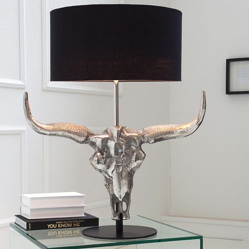 riess-ambiente Extravagante Tischlampe EL TORO 68cm schwarz Stierkopf Tischleuchte Lampe Leuchte Nachttischlampe Nachttischleuchte