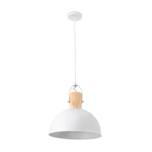 Hängeleuchte MARGOT E27 15W Holz mattweiß H:140cm Ø41.5cm dimmbar