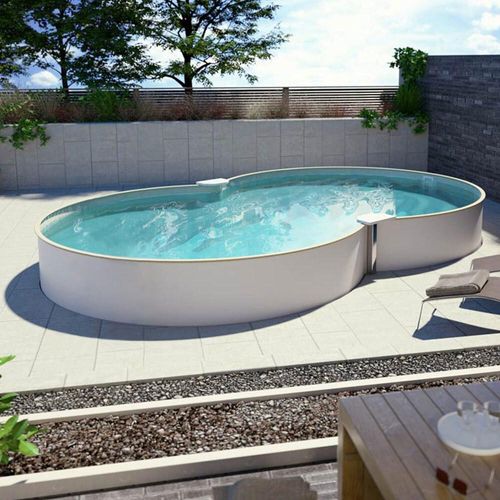 Achtform Pool, Folie sandfarben 3,20 x 5,25 m 1,50 m