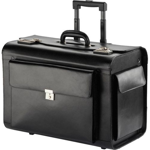 Pilotenkoffer Leder Groß Aktenkoffer XL Koffer Trolley 45L Schwarz 50 cm Bowatex