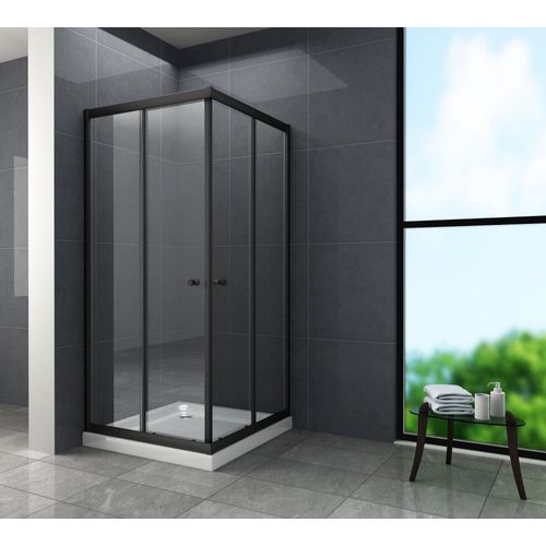 Duschkabine JUNISO-Q (schwarz) 80 x 80 x 190 cm ohne Duschtasse