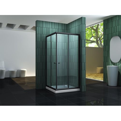 Duschkabine JUNISO-Q (schwarz) 80 x 80 x 190 cm ohne Duschtasse
