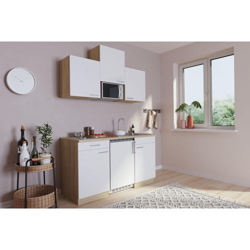 Küche Miniküche Singleküche Küchenzeile Pantry Eiche Weiß Luis 150 cm Respekta