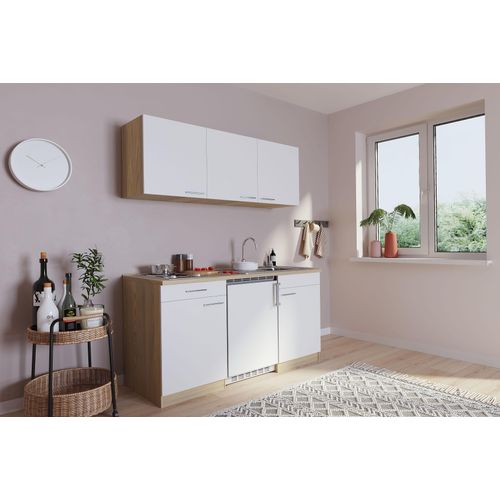 Küche Miniküche Singleküche Küchenzeile Pantry Eiche Weiß Luis 150 cm Respekta